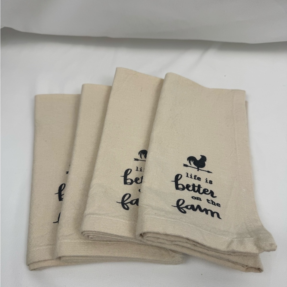 Farmhouse Kitchen Napkins with Black Print